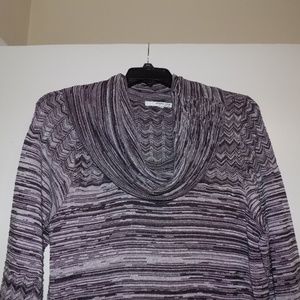 Studio One 3/4 Slv Cowl Striped Sweater Dress L